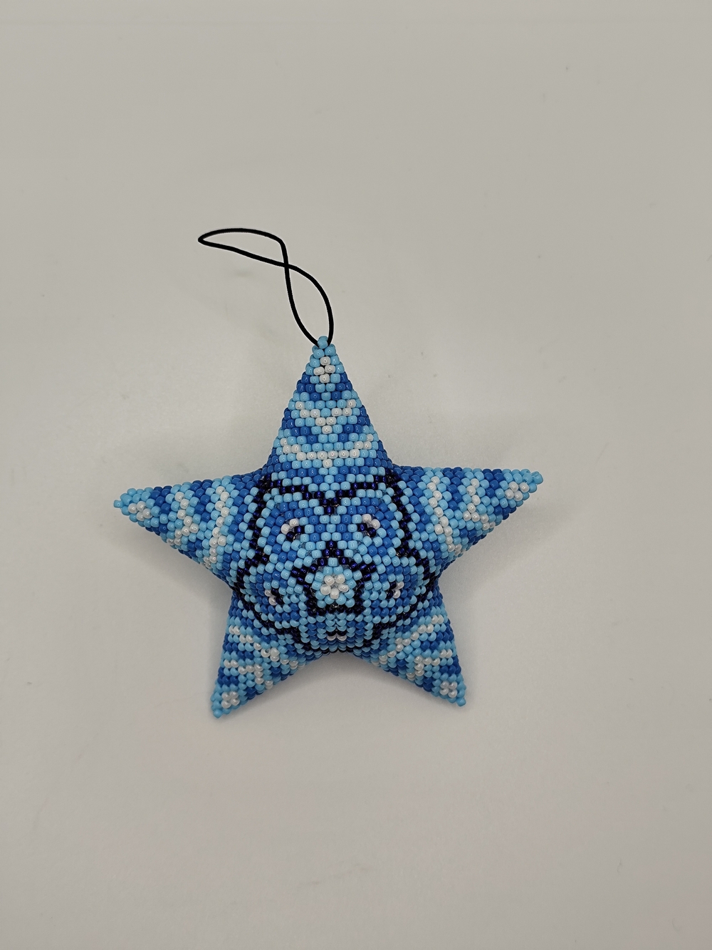 Handcrafted Blue Beaded Star Ornament